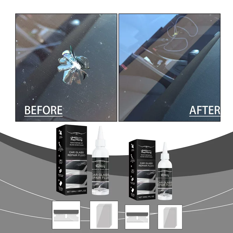 Состав для ухода за автостеклом RAYHONG: клей-нанолюмин Glass Nano Quick Repair Liquid Crack Glass Care Glue 1116