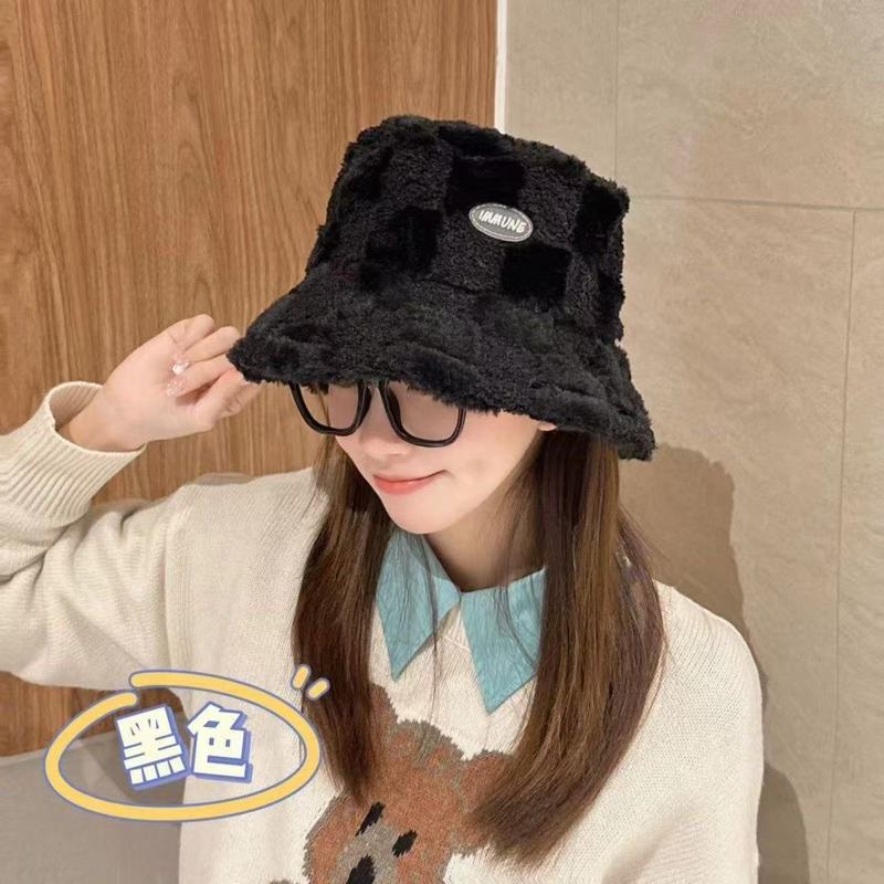 新款大头围水桶帽日系显脸小帽子黑色针织毛绒渔夫帽女跨境秋冬季|undefined