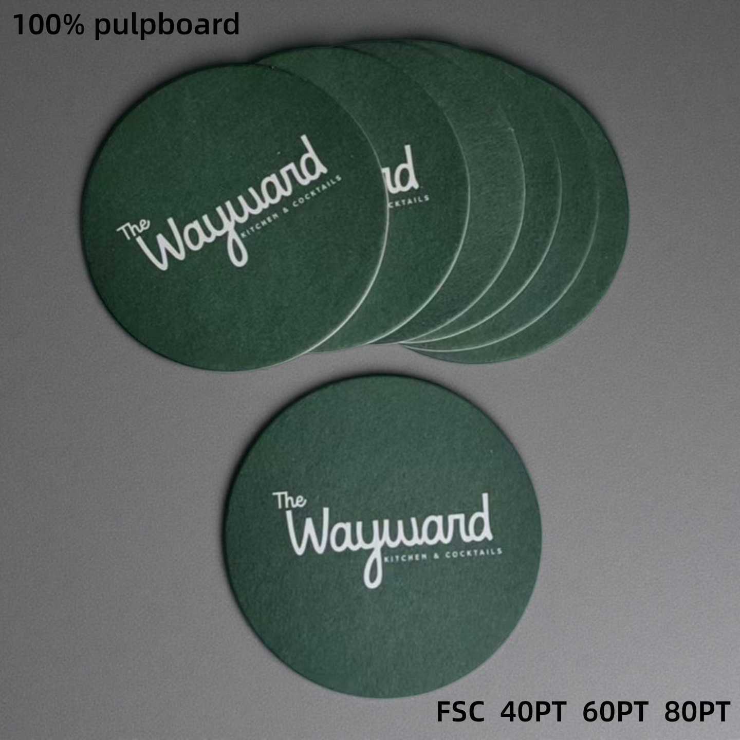 Wood pulp cardboard coasters, absorbent paper coasters, embossed and concave-printed luminous cotton paper coasters, custom-made for cross-border supply