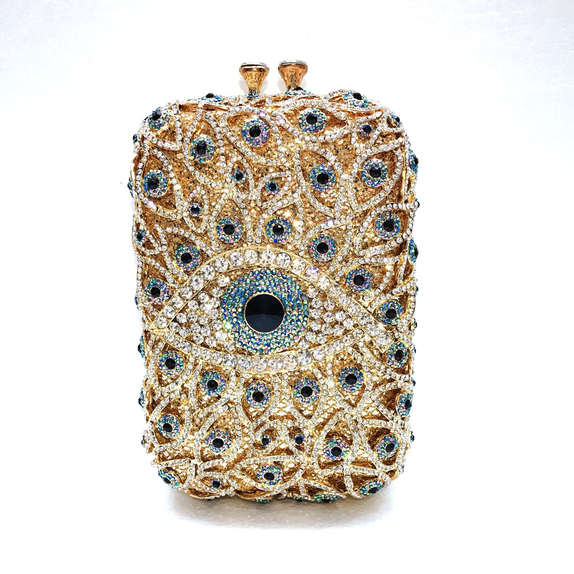 Crystal clutch ojos diamantes bolsa de cena vestido de cristal bolsa de metal de diamantes llenos bolsa de mano vertical