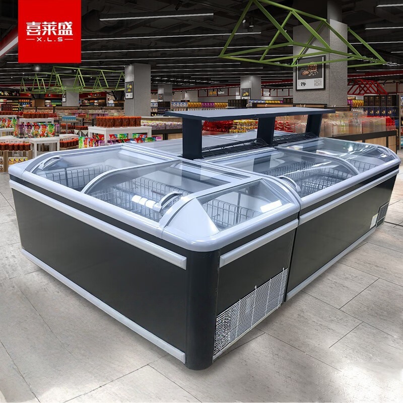 喜莱盛组合岛柜冰柜冷冻柜展示柜 商超速冻水饺猪肉雪糕柜冷藏展