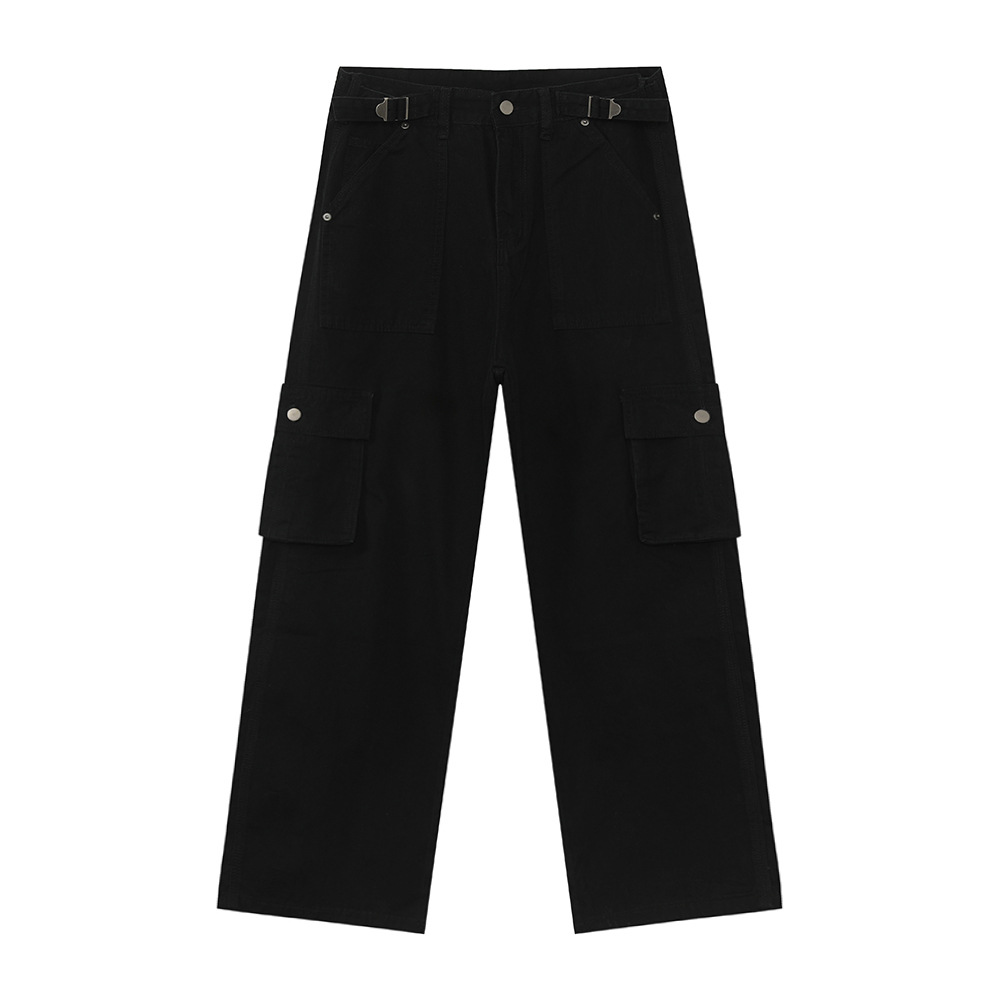 MTLCLOTHES Ropa de hombre | Monos casuales lavados retro Pantalones de pierna recta sueltos de todo fósforo de la calle con múltiples bolsillos