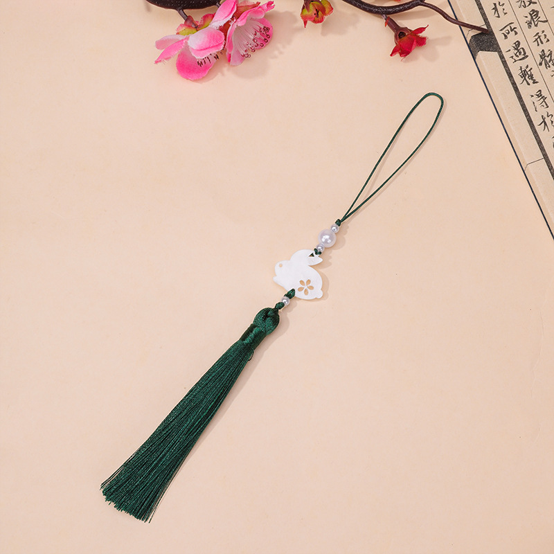 中秋节醋酸白玉兔子流苏流苏吊坠古风汉服旗袍腰佩压襟服装辅料|undefined