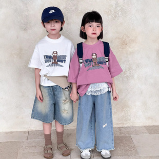 [Clearout Sale] 2025 New Summer Kidsren's Cartoon Printed Short-Sleeved Versatile Loose T-Shirts for Boys and Girls