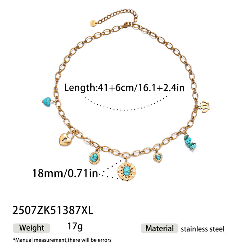 TENA Europa y América de moda titanio collar de colgante de sol lujo ligero de alto nivel incrustado colgante de color turquesa al por mayor