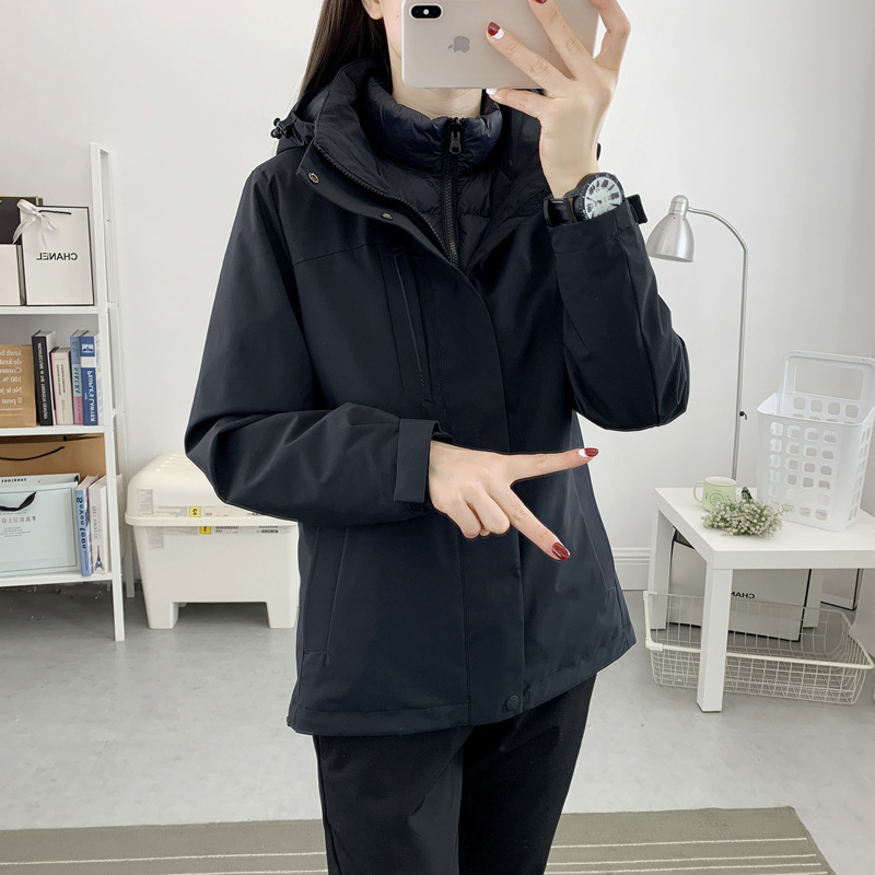Jacket de asalto para hombres y mujeres otoño y invierno 2023 nuevo estilo al aire libre 3 en 1 desmontable plumón escondido marca de marea a prueba de viento impermeable image 9