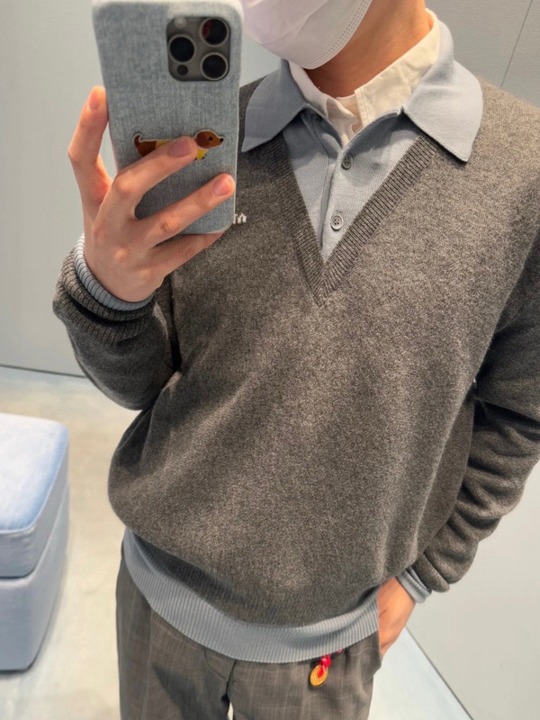 MIU家正确版高版本24FW羊毛混纺假两件毛衣男女百搭毛衫|undefined