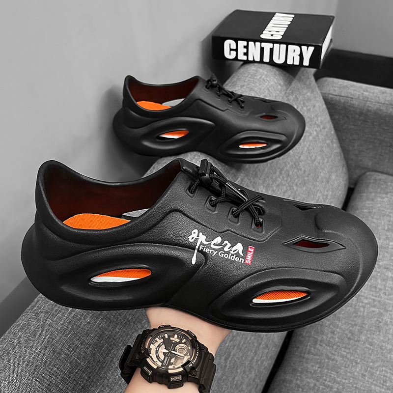 Zapatos con agujeros para hombres, ropa exterior, verano, antideslizante, desodorante, suela suave, pesca al aire libre ligera, vadeo, sandalias y zapatillas deportivas todo incluido