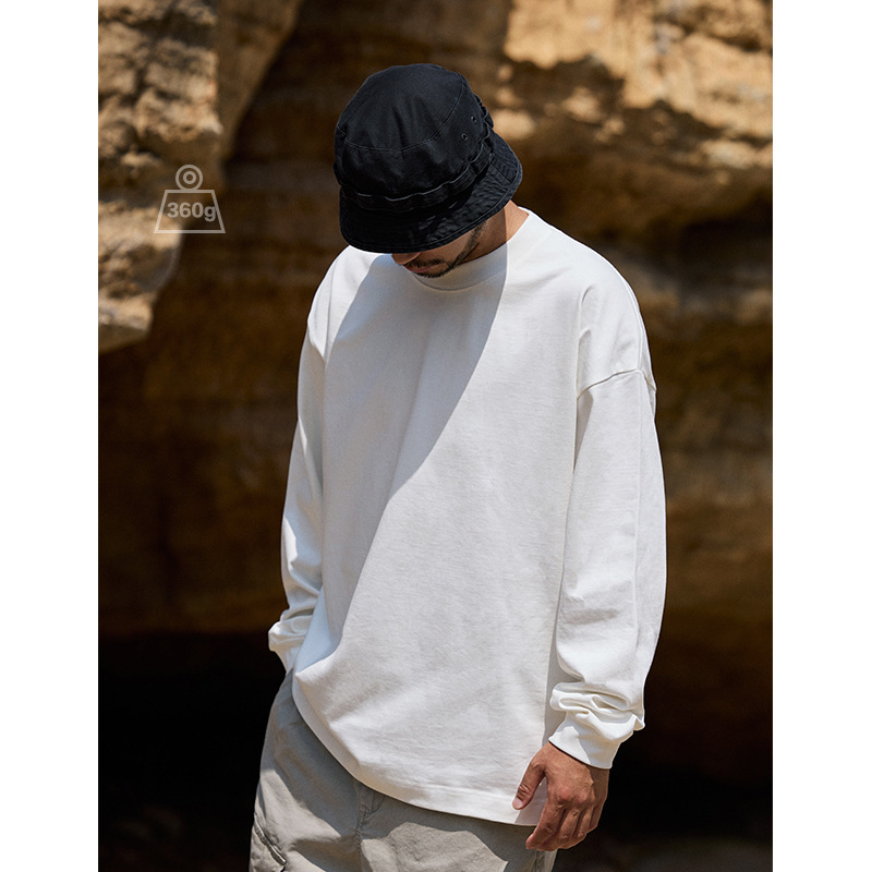 New Casual Base Long-Sleeve Pure Cotton T-Shirt for Men, Autumn Heavy Pure Cotton Long-Sleeve Base Shirt T-Shirt, Casual Loose Trendy