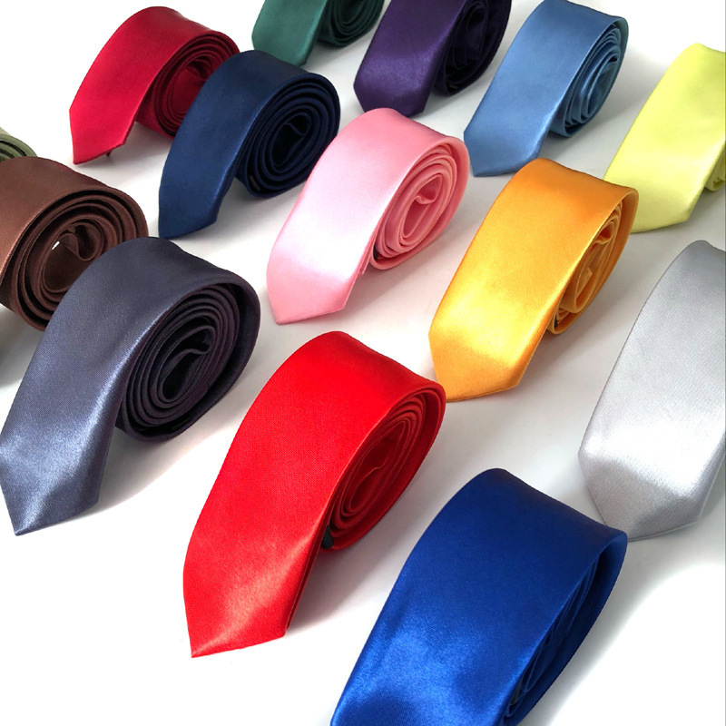 Men's tie 5cm narrow version jk plain student bright satin Group black tie Shengzhou factory outlet