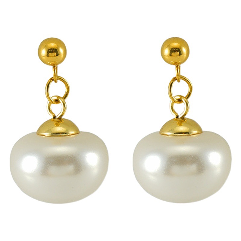 Pendientes de acero inoxidable geométricos de perlas retro francés para mujeres temperamento de moda nicho Luz de lujo de alto grado Otoño e Invierno pendientes para mujeres