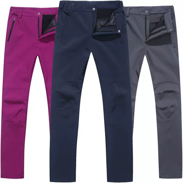 Wholesale autumn and winter outdoor soft shell pants men's and women's charge pants windproof and velvet warm fleece pants sports hiking pants