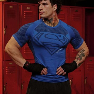 American Young Muscle-Showing Slim Short-Sleeved Men's Training Fitness Outdoor Exercise Cycling Quick-Release Thin Bottoming Shirt