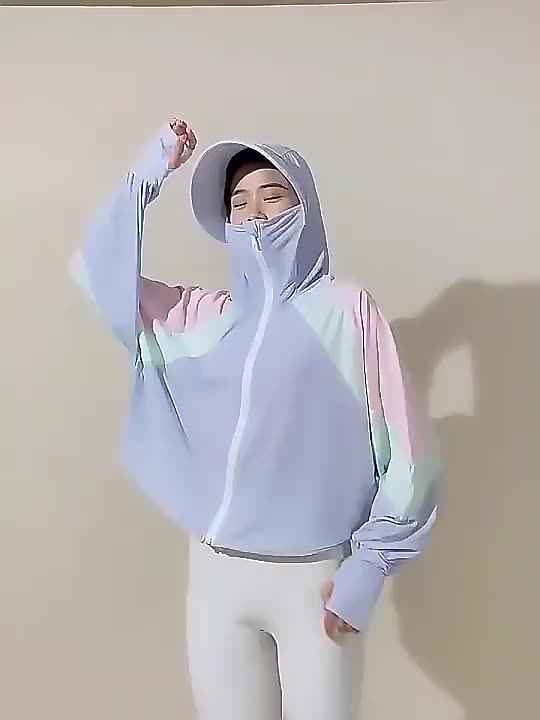 批发户外冰丝防晒衣女防紫外线防晒服2022夏季新款拼接撞色防晒衫