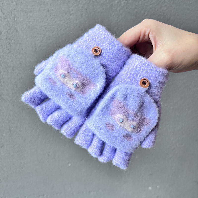 Purple gloves, fingerless