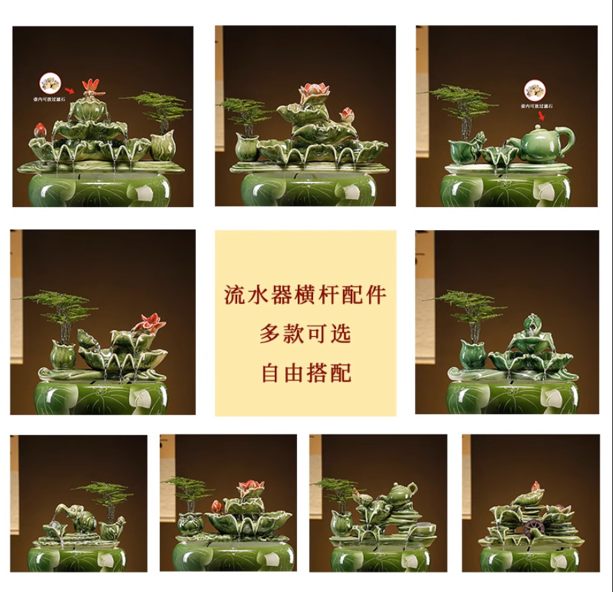 Paired With Ceramic Fish Tank,Automatic Water Circulation,Fish Basin,Oxygenation,Indoor Fountain,Landscaping Filter,Flowing Water Ornaments And Accessories - 2