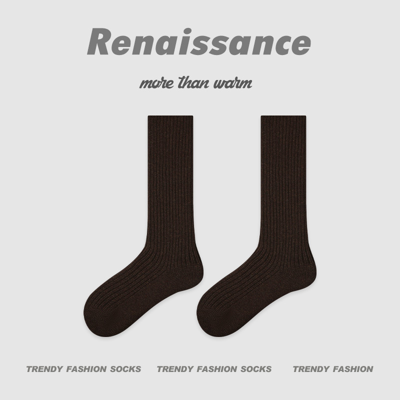 Renaissance秋冬新款中筒袜刺绣百搭无骨堆堆袜学院风ins潮袜子女|undefined