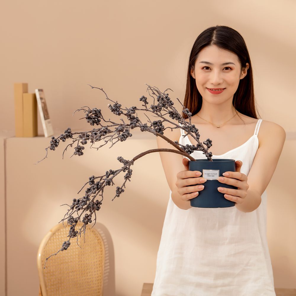 INS風乾枯霧冬青小枝廠家仿真花家居裝飾跨境婚慶批發假花MW82109