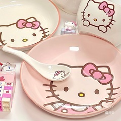ハローキティ食器 かわいい陶器皿 スープ麺ボウルセット ギフトボックス 女の子らしい誕生日プレゼント 彼女へのプレゼント