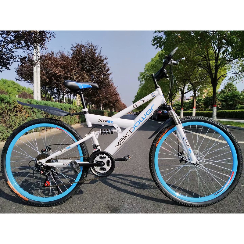 Mountain Bike Student Variable Speed Bicycle Front and Rear Double Shock Absorption with Rear Seat Can Carry People Men's and Women's Bicycles Adult Mountain Bike