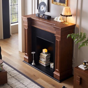 French Retro Solid Wood Hood Cabinet Decoration Living Room Entrance Rack Simulation Antique Flame Hallway Cabinet