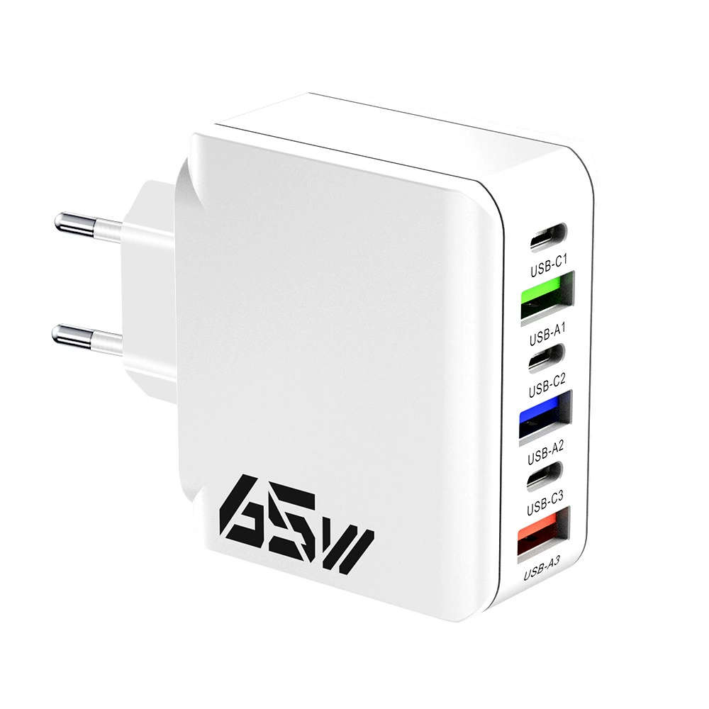 Кросс-бордер 3PD+3USB сетевое зарядное устройство многоразъемное европейский, американский и британский стандарт зарядной головки печатанный адаптер 65W