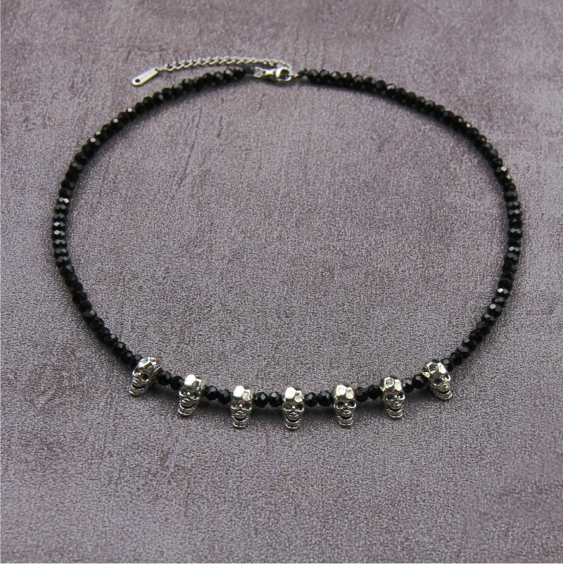 24g Weight Vintage Style Punk Skull Artificial Crystal Alloy Halloween Unisex Necklace