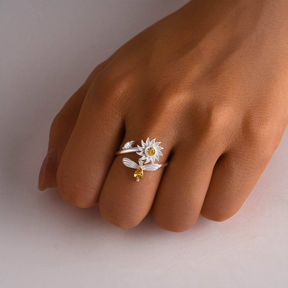2g Weight Zircon Inlay Material Anxiety Ring, Open Rings Classification Adjustable Ring Size 1 Piece Quantity Daily Occasion 925 Sterling Silver Material Sun, Moon Pattern All Seasons Season Women's Gender Plating, Inlay Design Sweet, Shiny Style 925 Sterling Silver Zircon Sun Moon Open Rings Anxiety Ring 925 Sterling Silver Rings 31