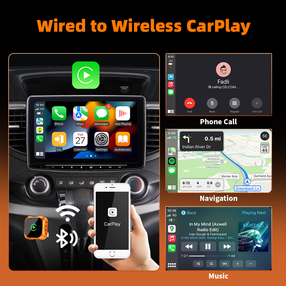 Upgrade your car's wired system with this 2-in-1 wireless CarPlay adapter, making in-car connectivity a breeze