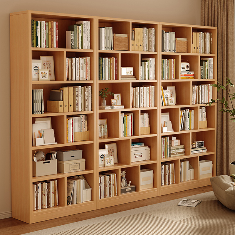Librería combinada libre de madera sólida con estante de estante de almacenamiento de una pared completa multicapa integrada para almacenar librería doméstica