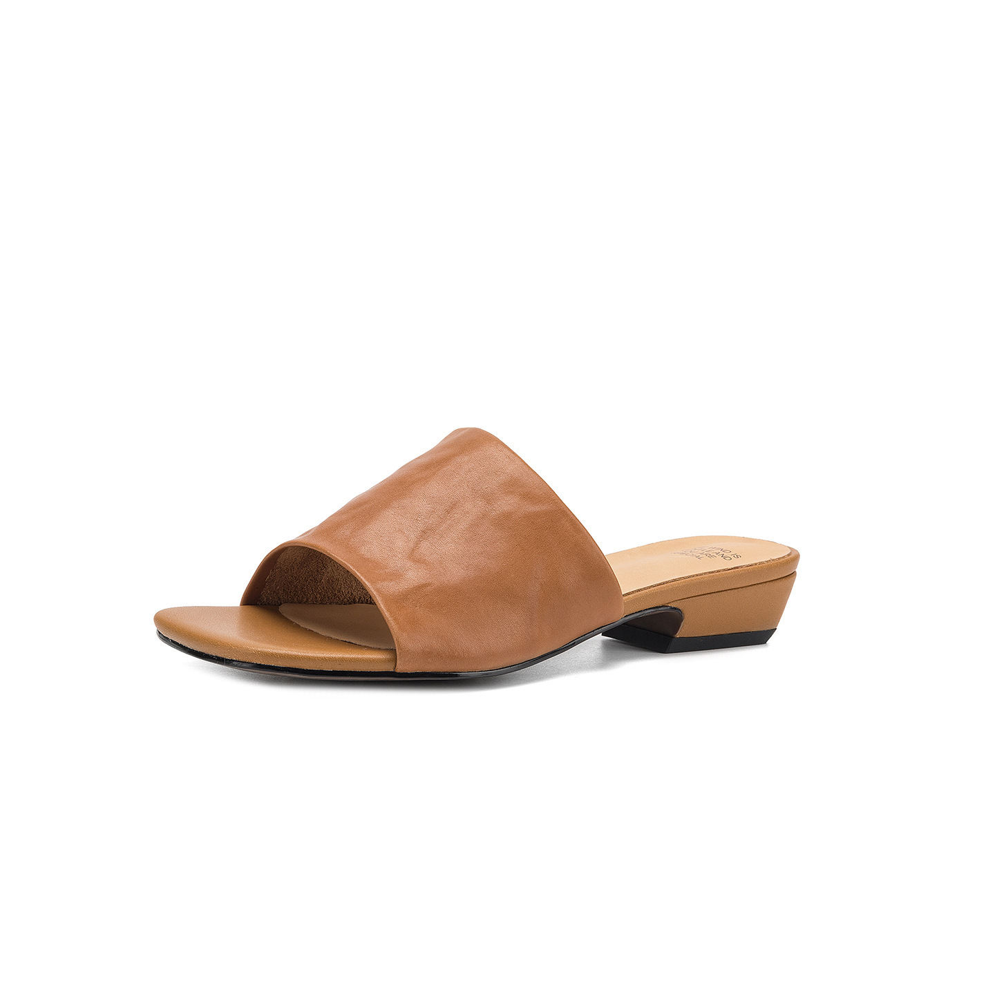 Dép sandal nữ quai chữ V mũi vuông da bò gót thấp — đen chi tiết 28