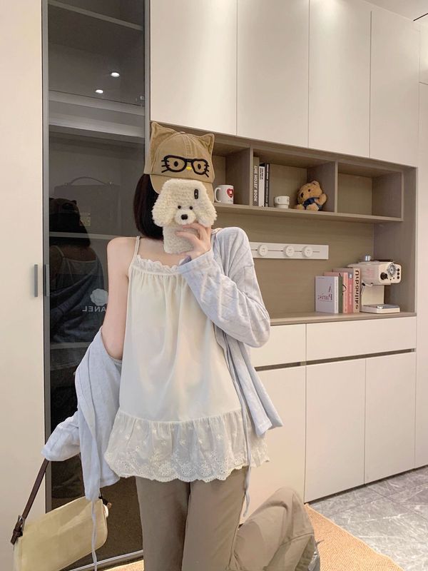蕾丝吊带背心女夏季设计感小众内搭打底绝美外穿无袖上衣小衫秋季|undefined