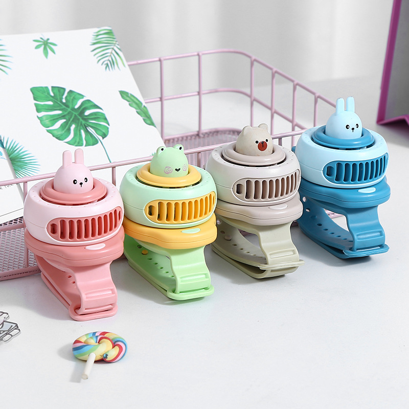 Factory Supply Creative Watches Fan Children USB Charging Cartoon Wrist Strap Mini Cute Fan