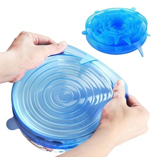 Amazon 6-piece set silicone fresh-keeping cover fruit and vegetable fresh-keeping film fresh-keeping bowl cover factory wholesale