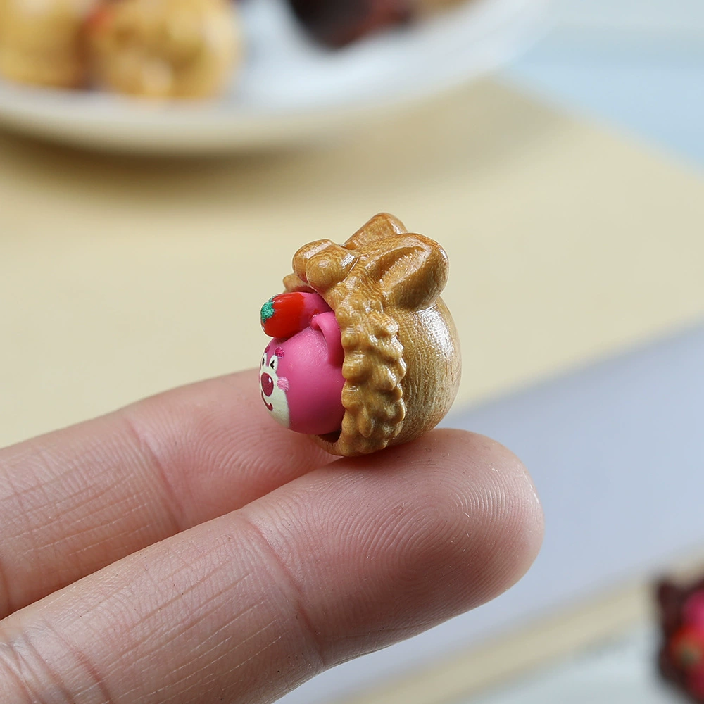 Carved three dimensional cartoon strawberry sandalwood rosewood, doll for keys, mobile phone, pendant walnut, handmade