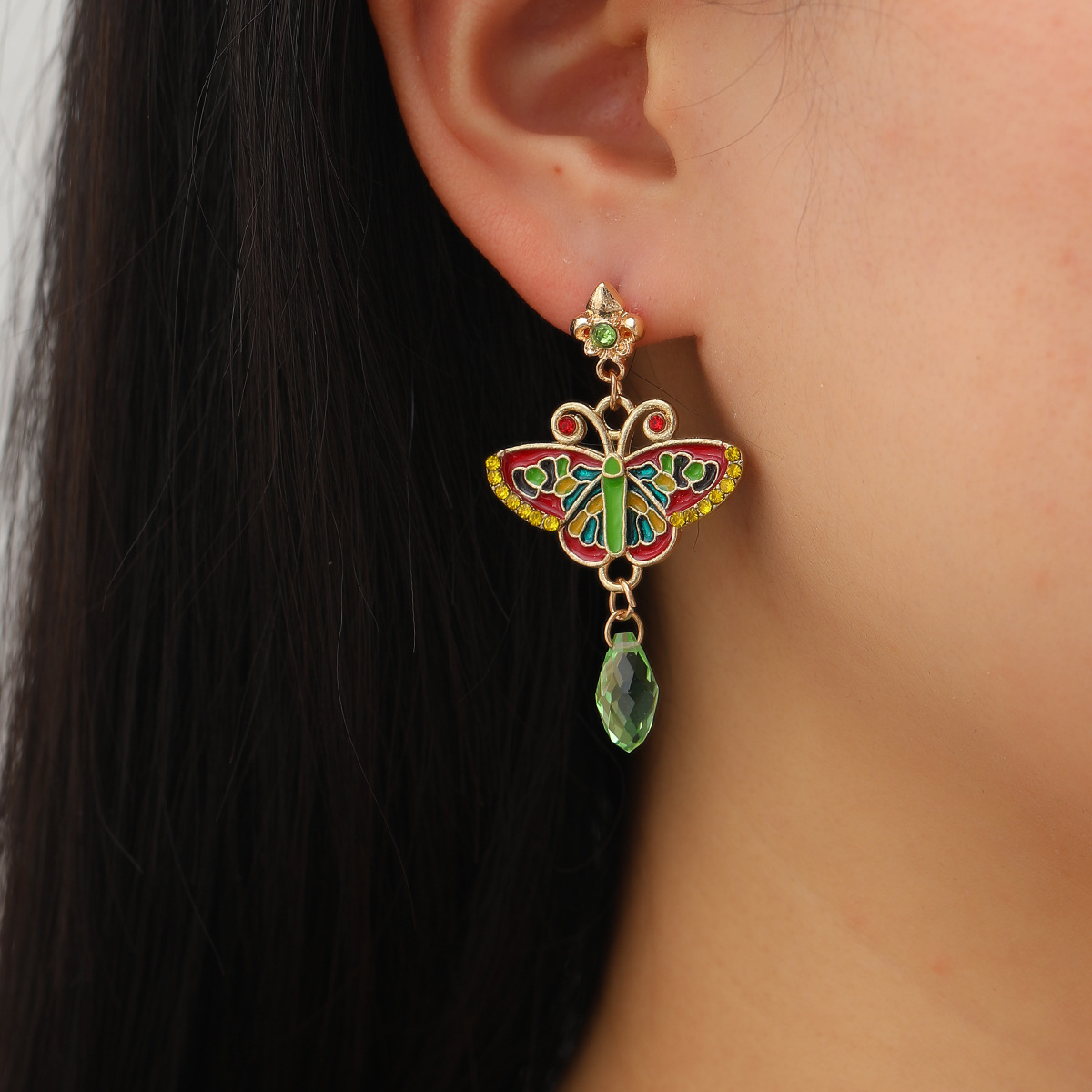 Ethnic Style Butterfly Alloy Enamel Women's Drop Earrings 1 Pair display picture 3