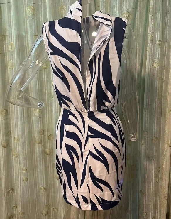 2023 New Round Neck Printed Bodycon Dress Image 8
