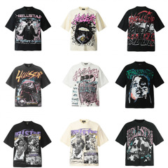 25ss クロスボーダーアメリカン HELLSTAR デジタルプリント ヴィンテージ ヒップホップ ルーズ カジュアル 半袖 カップル Tシャツ