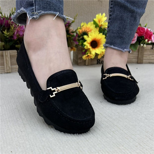 2022 New Spring and Autumn Bean Shoes Old Beijing Cloth Shoes Flat Shoes All-match Lazy Shoes Slip-on Shoes Work Shoes