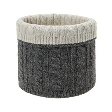 冬季防风保暖纯色双面麻花针织毛线围脖  纯色加厚弹力单圈套头帽