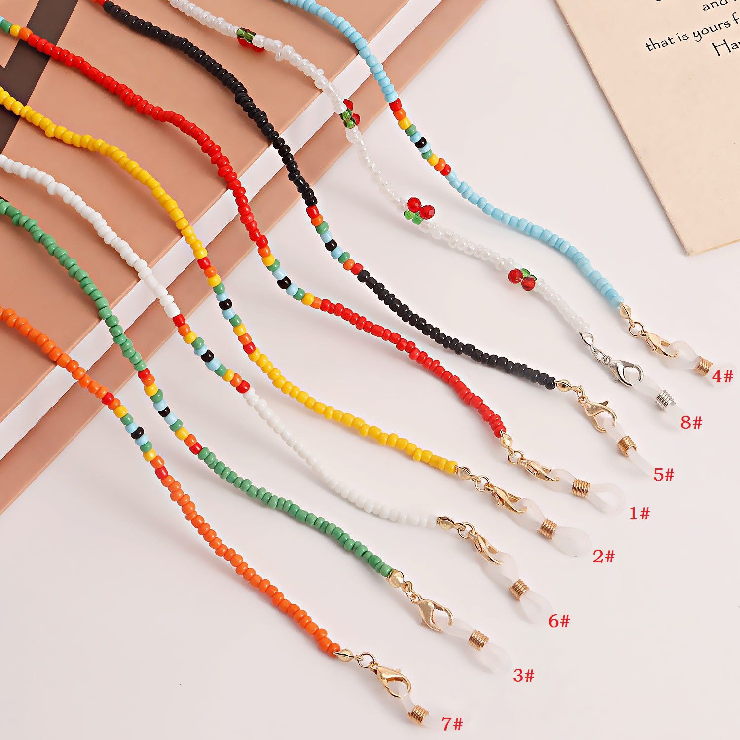 European and American fashion accessories colorful rice bead eyeglass chain jewelry stringing accessories chain anti-slip factory wholesale 