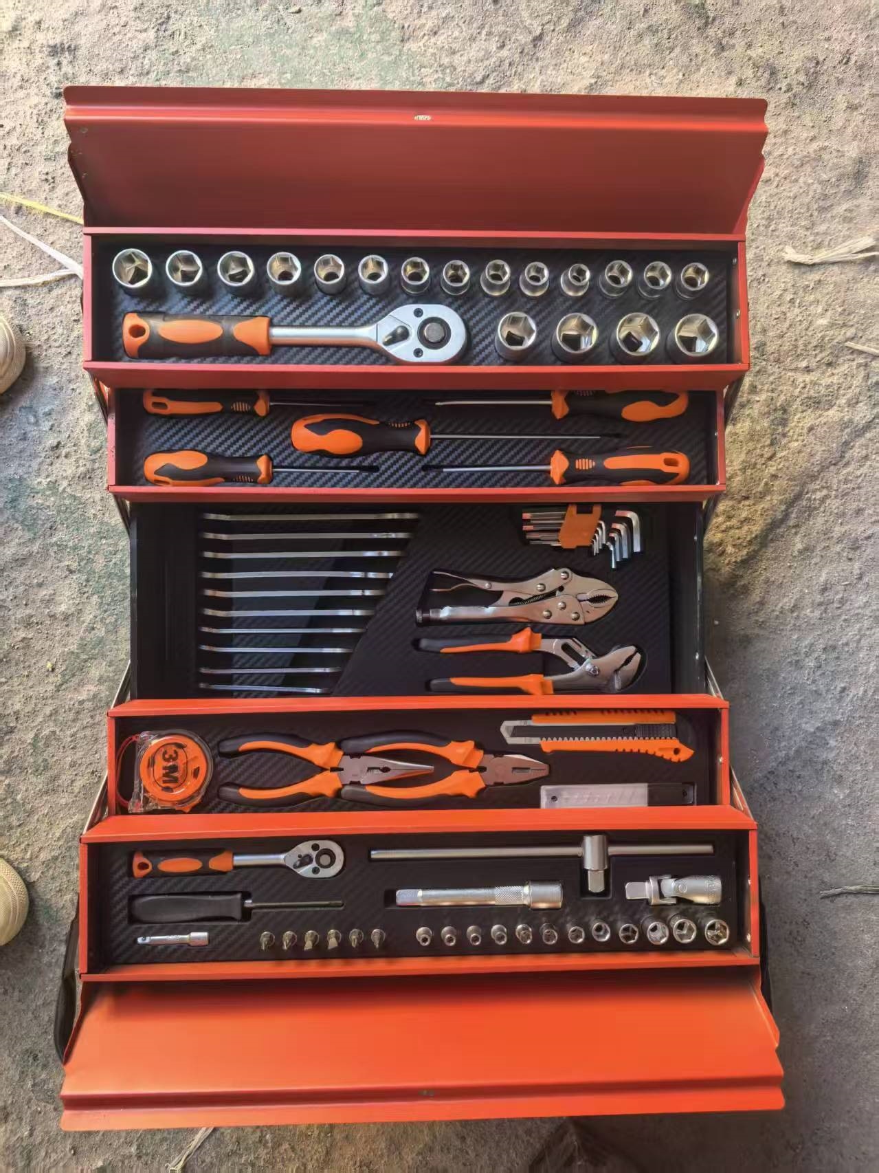 85-piece three-layer folding tool box, auto repair hardware tools, manual mechanical repair set, ratchet wrench combination set