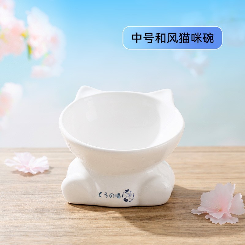 Suministros transfronterizos para mascotas, área de humedad de alimentos, tazones dobles de cerámica para gatos lindos, tazones para gatos anti-volcado, tazones para beber, tazones para perros, tazones para mascotas