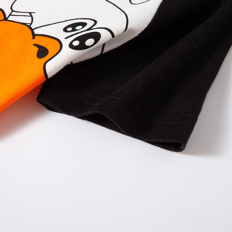 Estilo coreano nuevos niños de manga corta de dibujos animados de color a juego manga camiseta de niño manga de cuerno de algodón puro bebé de dibujos animados ropa para niños