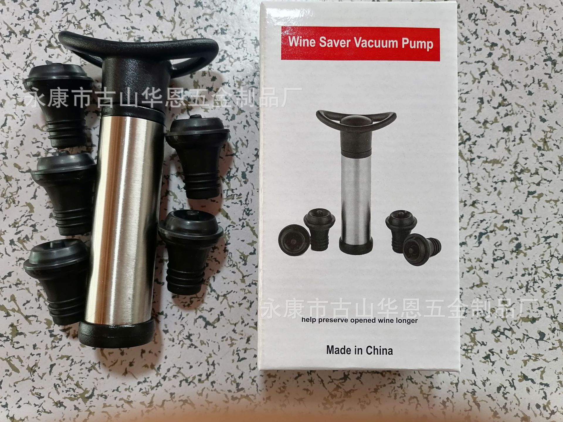 Tapón de vino/champán de acero inoxidable con bomba de vacío, venta directa