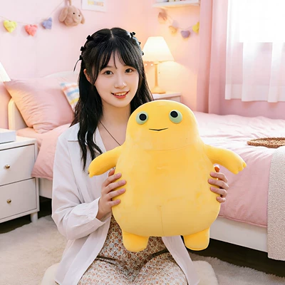 Cute and Adorable Yellow Little Monster Plush Doll Pillow for Children and Girls, Sleeping Comfort Toy, Cartoon Stuffed Doll