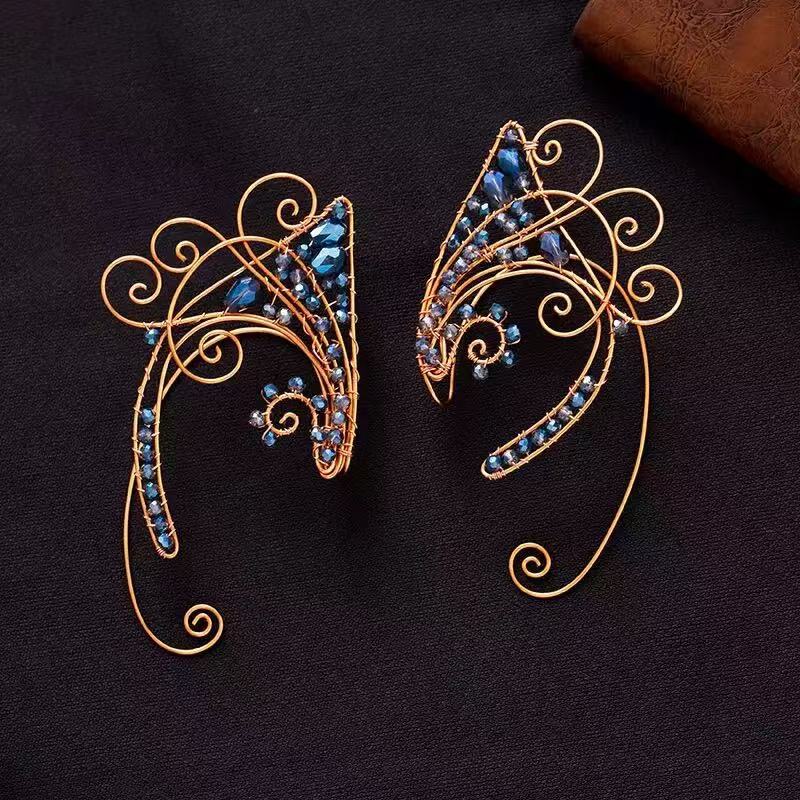 2025 New Retro Original Design European and American Non-Pierced Ear Clip Elf Earrings Earrings for Women Exclusively for Cross-Border Amazon