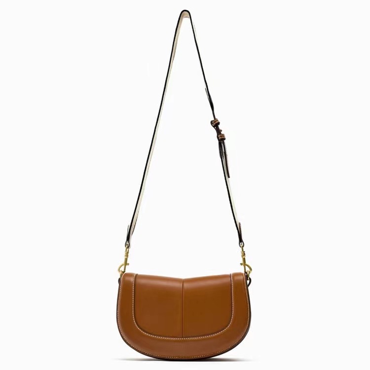 Casual, Daily, Shopping Occasion Women's Pu Leather Solid Color Classic Style Sewing Thread Semicircle Magnetic Buckle Flip Cover Crossbody Bag