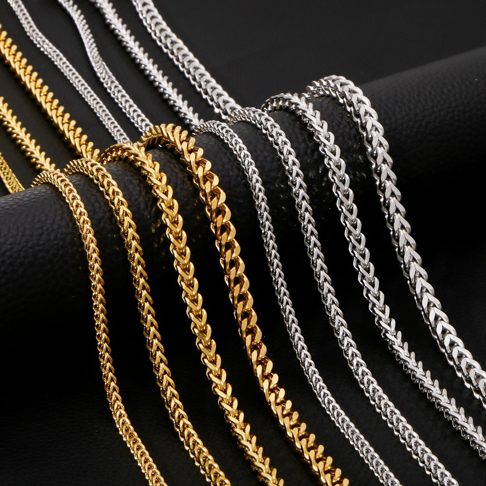 0.08µm Minimum Gold Plating Thickness Simple Style Classic Style Geometric 304 Stainless Steel Plating Unisex Necklace Men Chain Necklaces