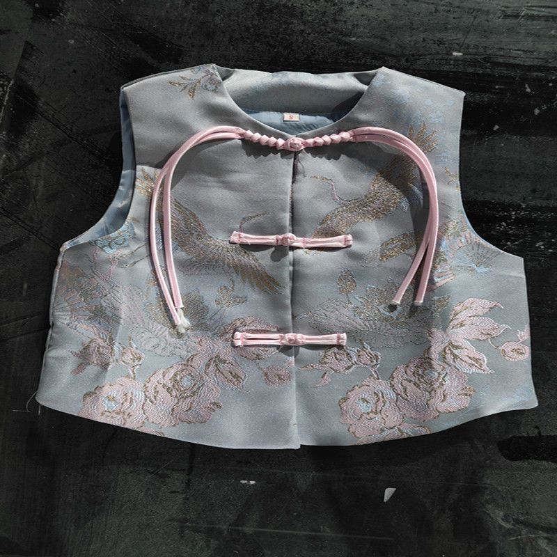 新中国式軽国風馬甲女2025年春新作バックル刺繍母レトロ馬挟み上着コート|undefined